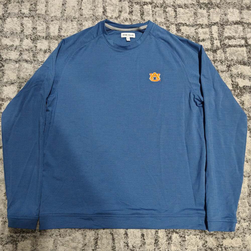 Peter Millar Crown Auburn Tigers Performance Crewneck Sweatshirt Blue Medium